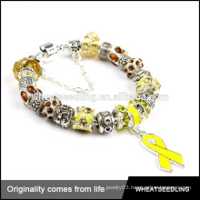 2015 new design yellow charms high quality skull bead bracelet